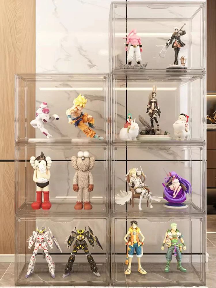 منظم صندوق تخزين متعدد الوظائف قابل للطي للتماثيل والمجوهرات والمكياج وصندوق أعمى وعرض الحقائب - علبة أكريليك كبيرة جدًا