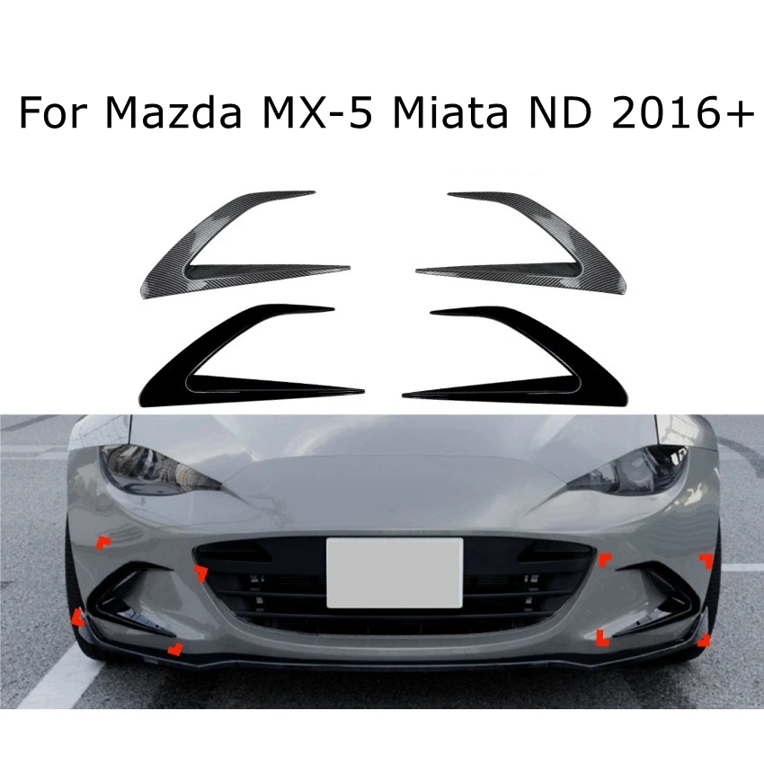 

For Mazda MX-5 MX5 Miata ND 2016+ Modification Car Body Kit Front Bumper Canard Splitter Spoiler Air Knife Cover Trim