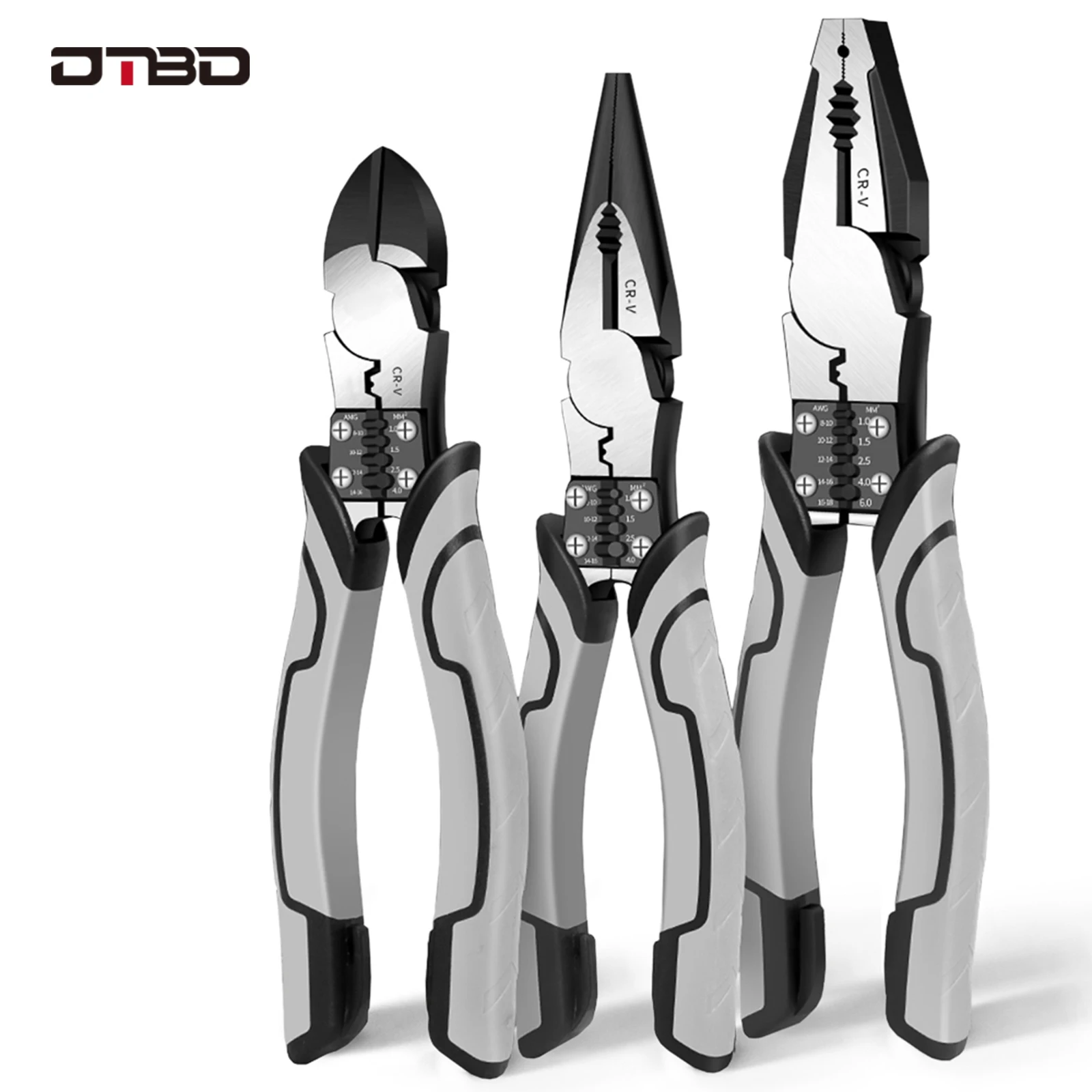 DTBD Multifunctional Universal Diagonal Pliers Needle Nose Pliers Hardware Tools Universal Wire Cutters Electrician Wire Pliers