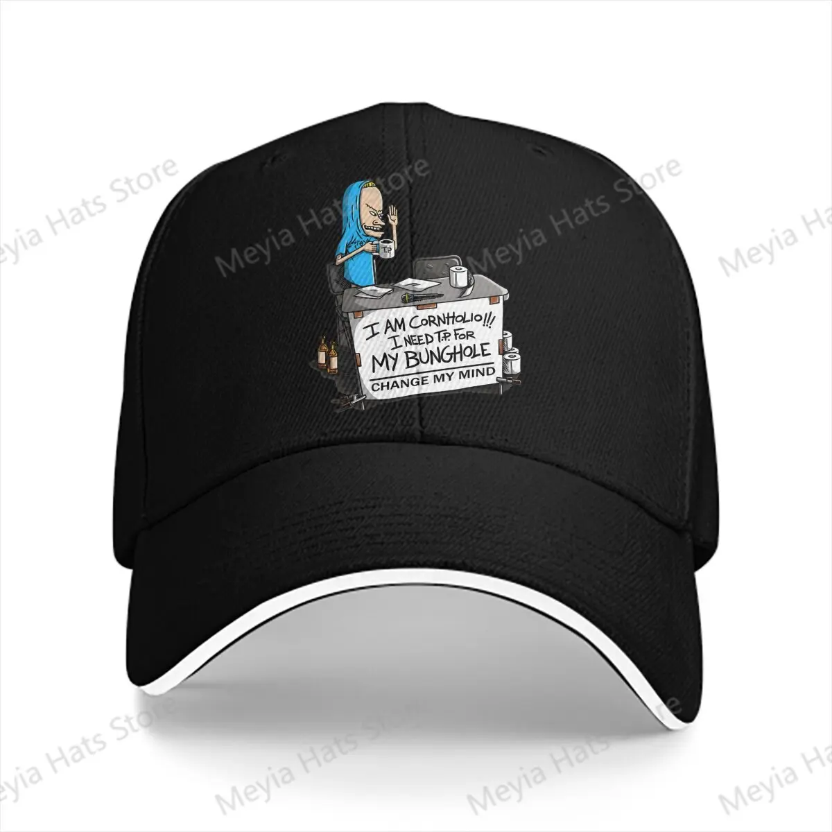 

I AM CORNHOLIO CHANGE MY MIND Beavis And Butthead Anime Multicolor Hat Peaked Women's Cap Personalized Visor Protection Hats