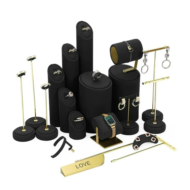 

Black microfiber metal jewelry props, jewelry necklaces, earrings display racks, jewelry display racks