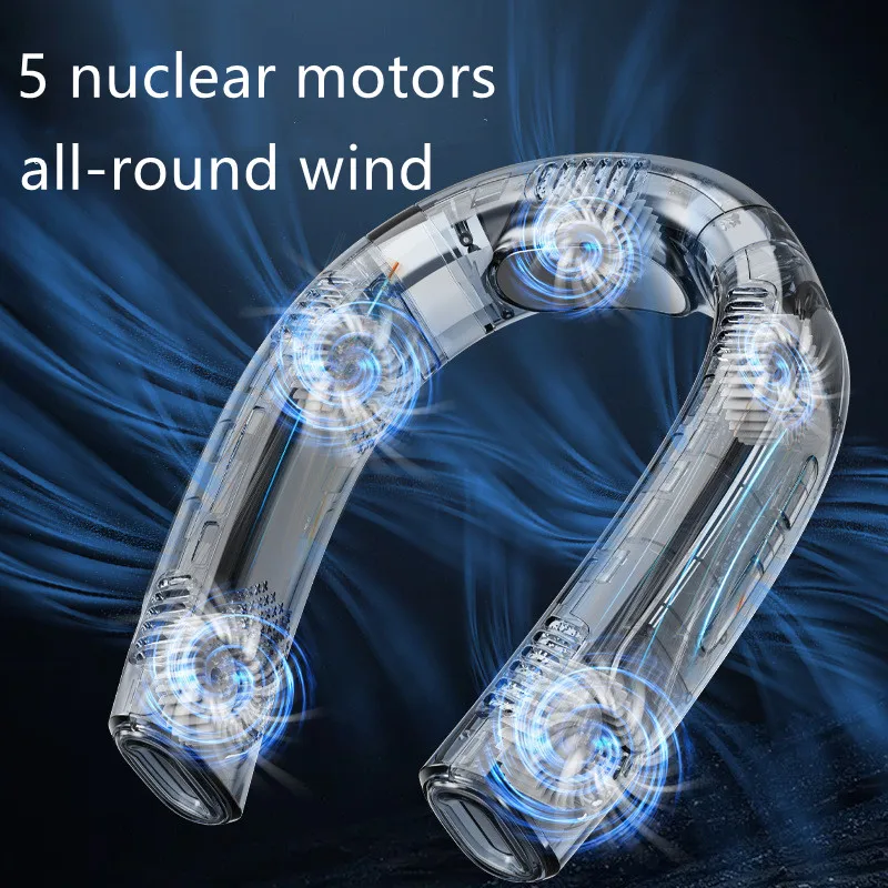 2023พัดลม USB แบบพกพาคอแขวนพัดลมเครื่องปรับอากาศพกพาแบตสำรอง4000MAh พัดลมสำหรับกีฬาฤดูร้อน