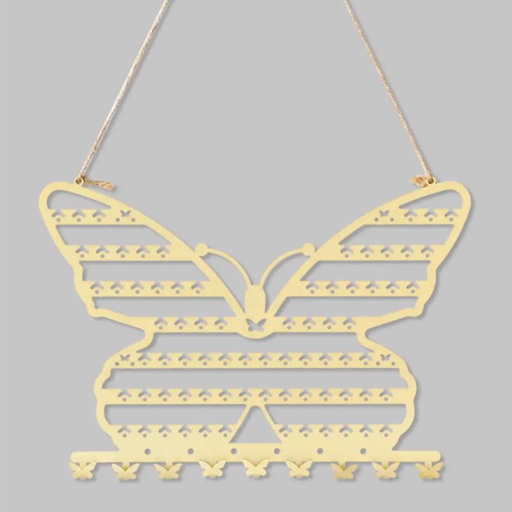 Butterfly Shape Metal Butterfly Jewelry Storage Rack 7 Layers with Hooks Butterfly Necklace Wall Holder Hollow Multi-Function