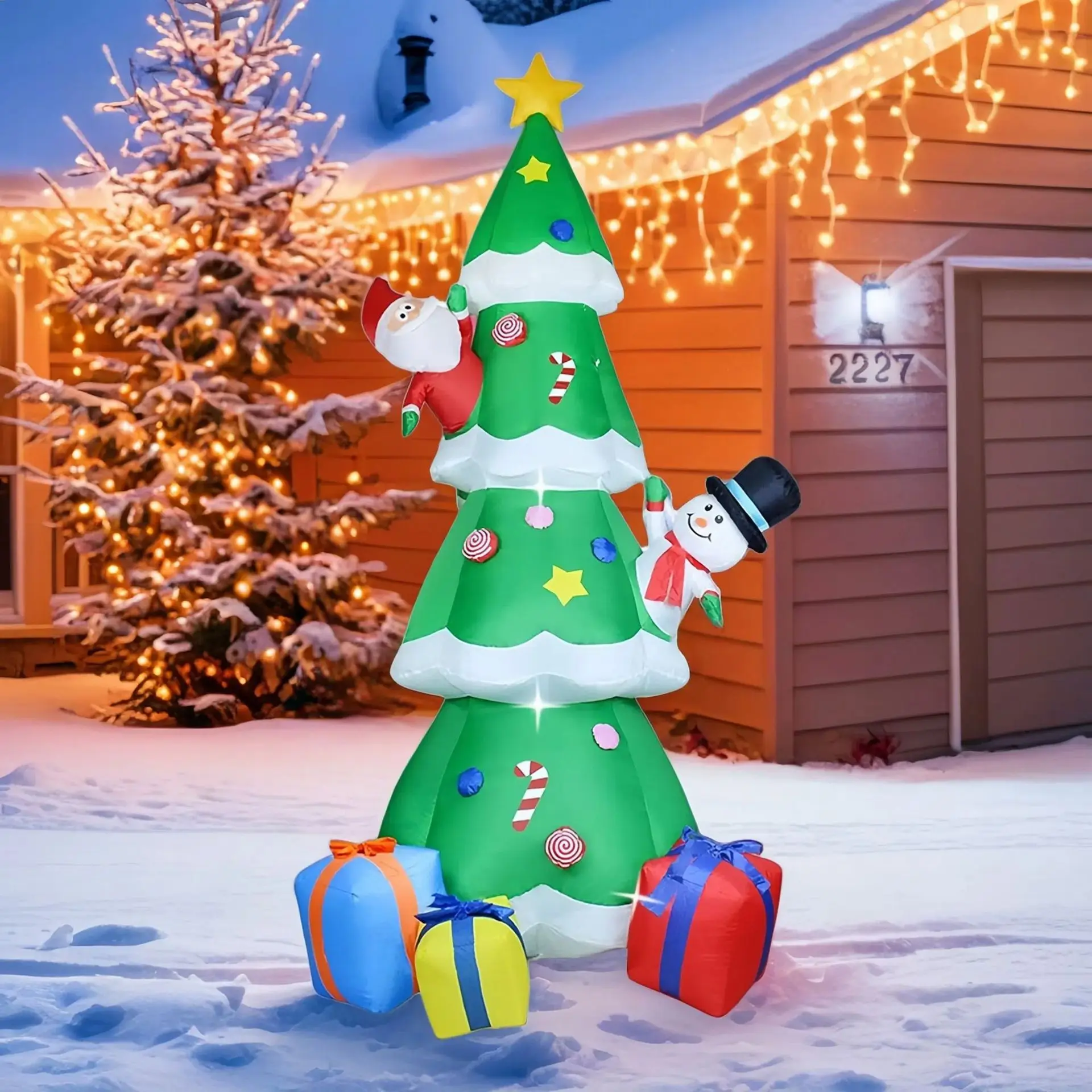 Christmas Inflatable Christmas Tree Air Model, Santa Claus Snowman, Garden Holiday Party Decoration Outdoor Decoration Pendulum