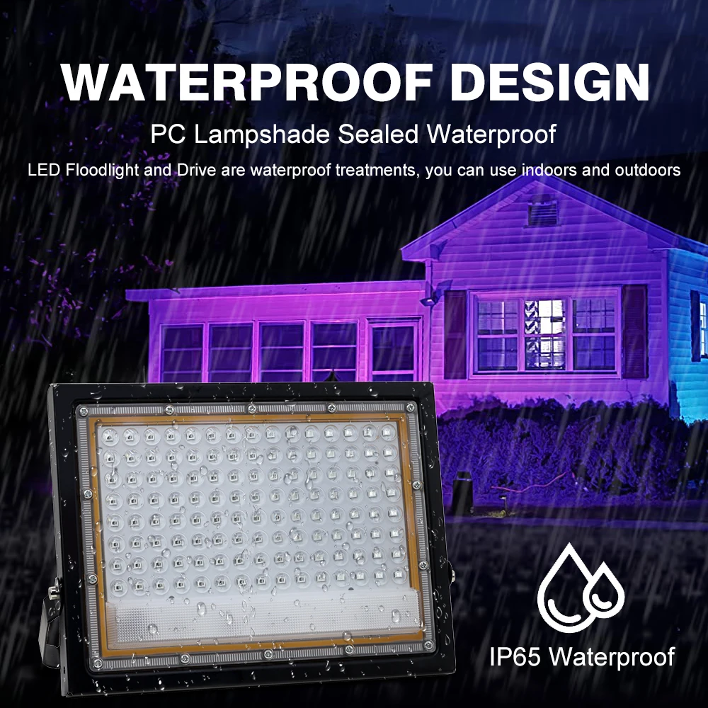 39nm LED الأشعة فوق البنفسجية كشاف ضوء 50 واط 100 واط LED المرحلة الضوء الأسود 220 فولت مقاوم للماء الأشعة فوق البنفسجية الفلورسنت حفلة المرحلة الخلفية