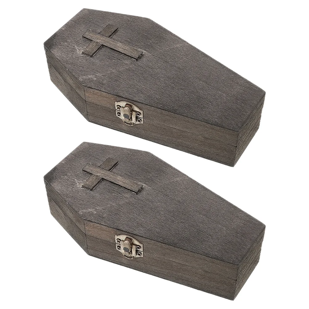 2 قطعة نعش سداسية صندوق مجوهرات خشبي هالوين خمر حلقة حامل مجوهرات صغيرة المنظم حلية تخزين صندوق الحلوى