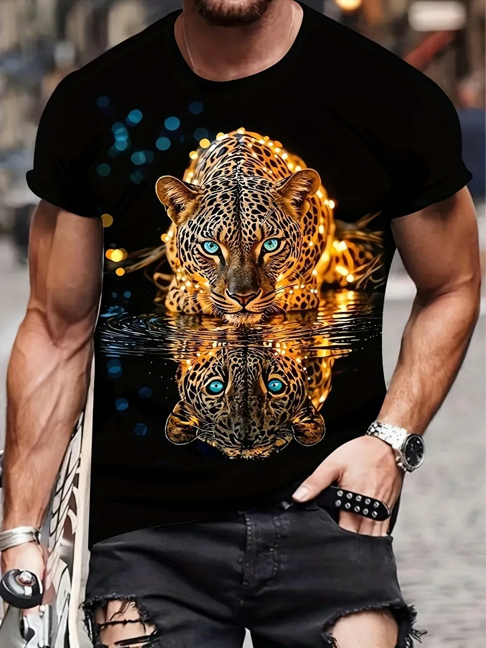 Summer New Tiger and Leopard Patterns Men's T-shirt 3D Printing Casual Comfortable Breath Quick-Dry Outdoor Sports Fashion Cloth