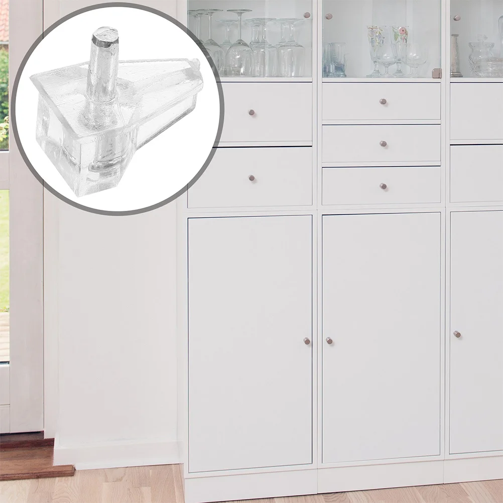 

50Pcs Shelf Support Pegs Clear Plastic Replacement Pegs for Bookshelves Cabinets Durable Transparent Board Nail Supports