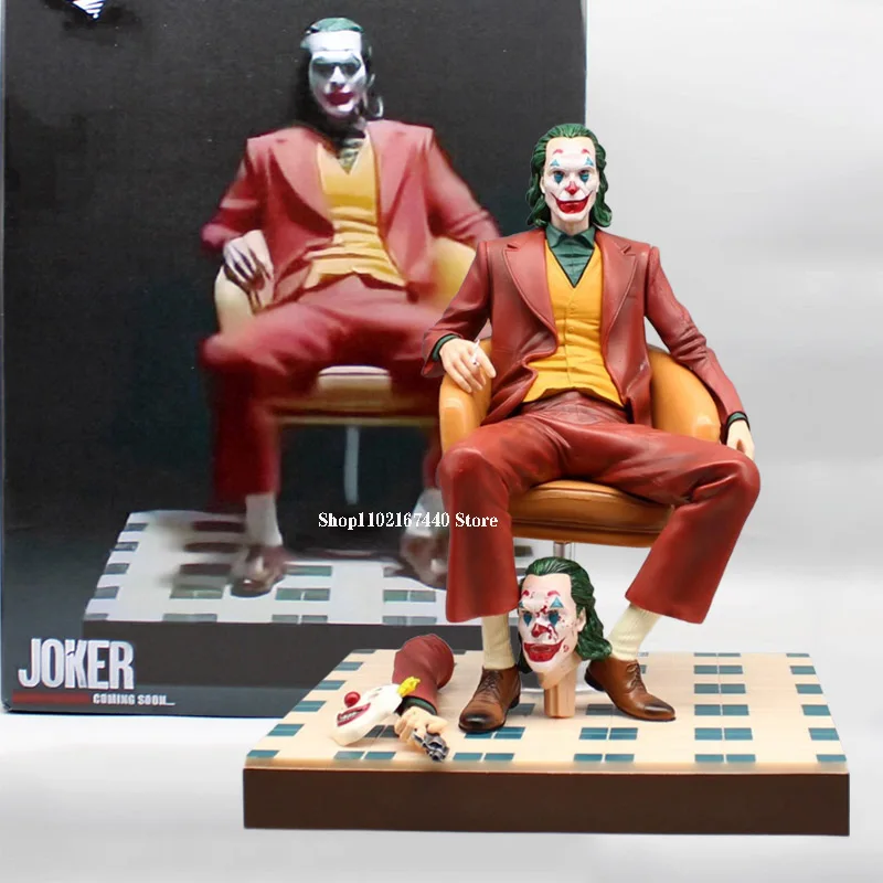 

Anime The Dark Knight Action Figures Joker Movie Dolls Heath Ledger Clown Figure Sitting Posture PVC Statue Collectble Toys Gift