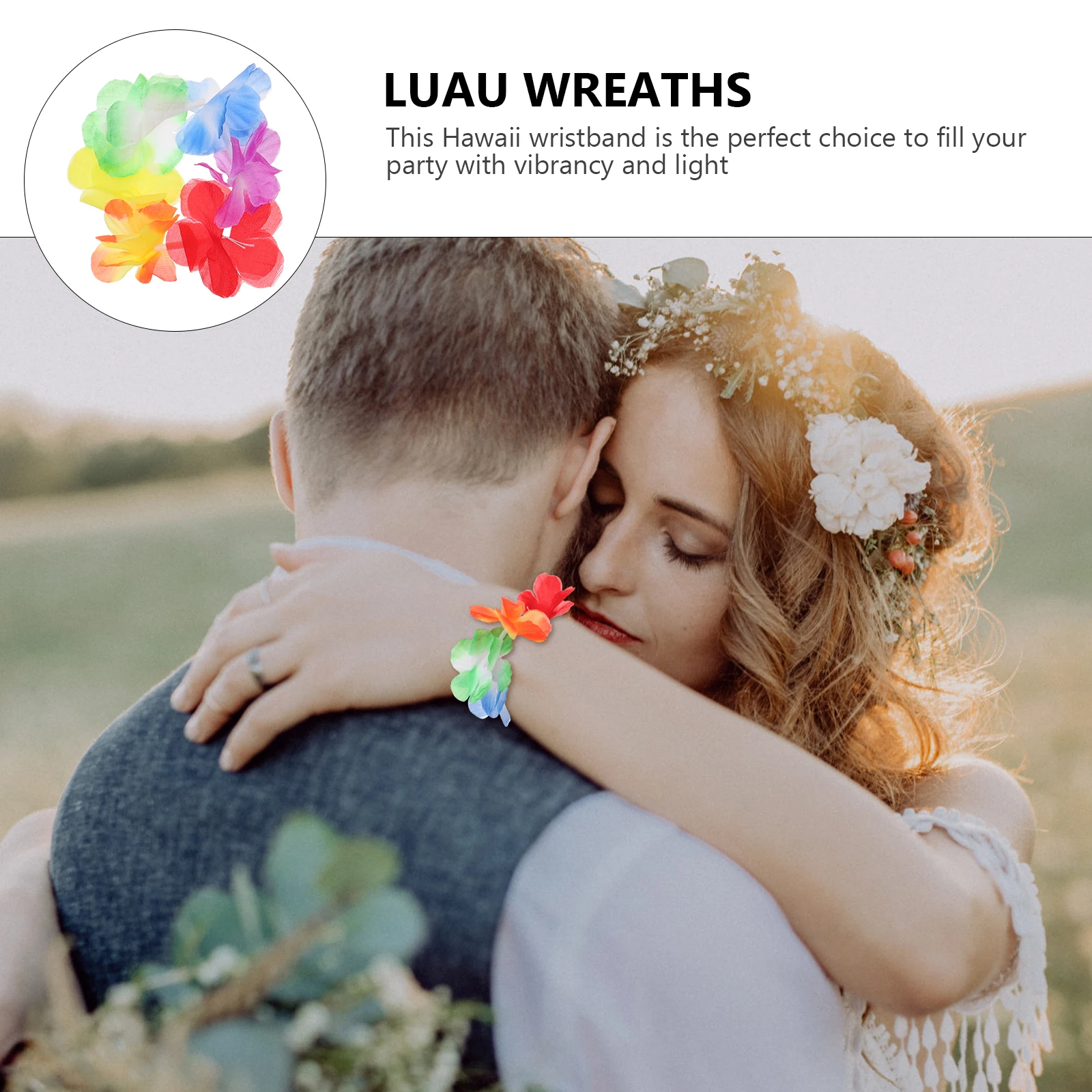 

Elastic Wristbands Handmade Flower Rings for Adult Kids Luau Leis Hawaiian Decorations Party Supplies Plastic Bracelets