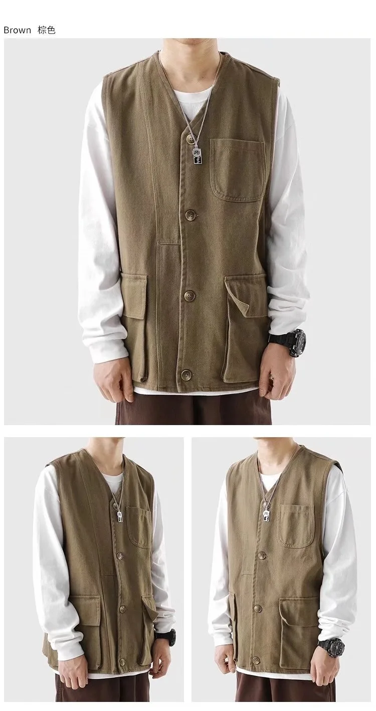 

Trendy brand Instagram workwear jacket for men in spring and autumn, trendy retro vest workwear, camisole, vintage jacket, vest
