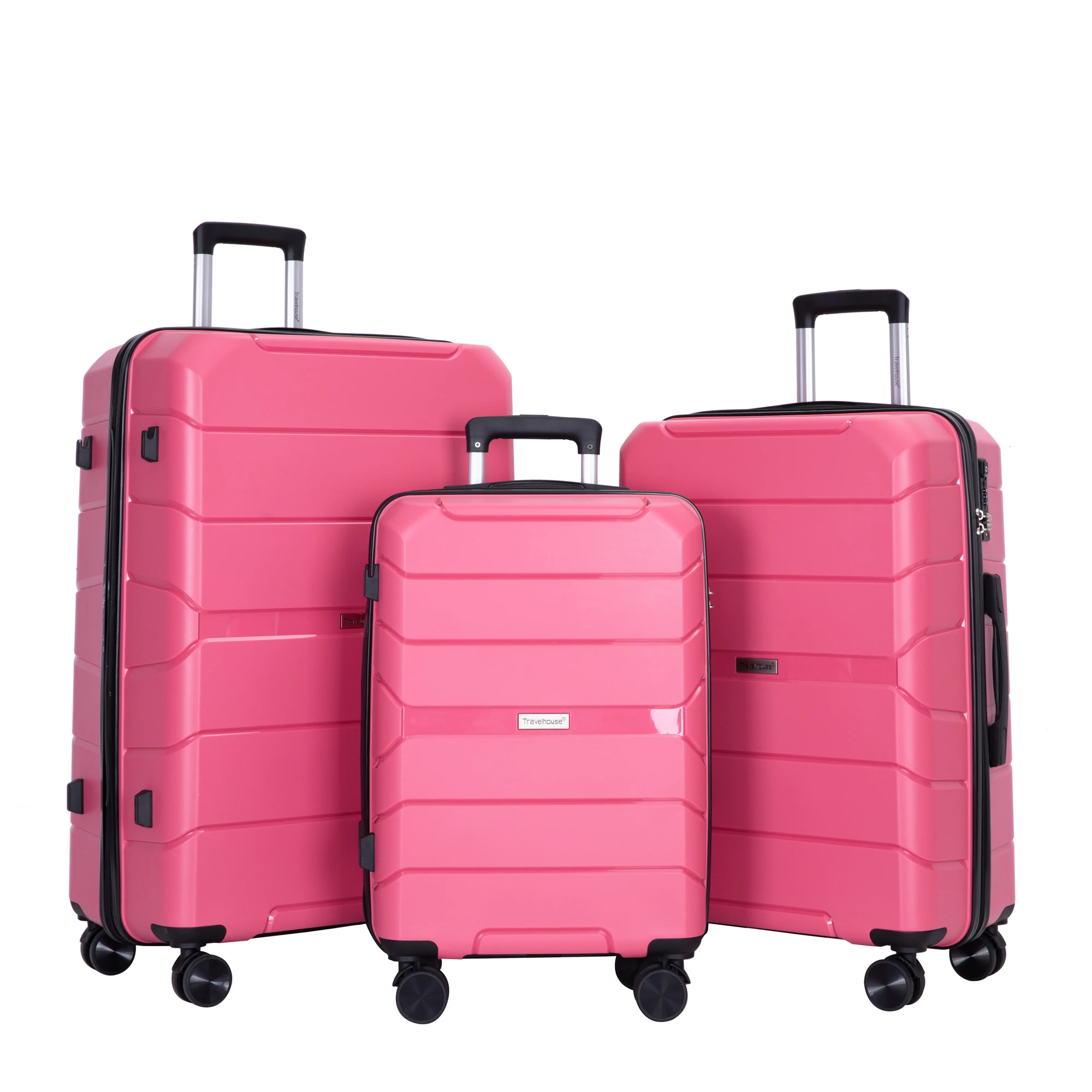 Travelhouse Hardshell Koffer Spinner Wielen Pp Bagage Sets Lichtgewicht Koffer Met Tsa Slot, 3-delige Set (20/24/28)