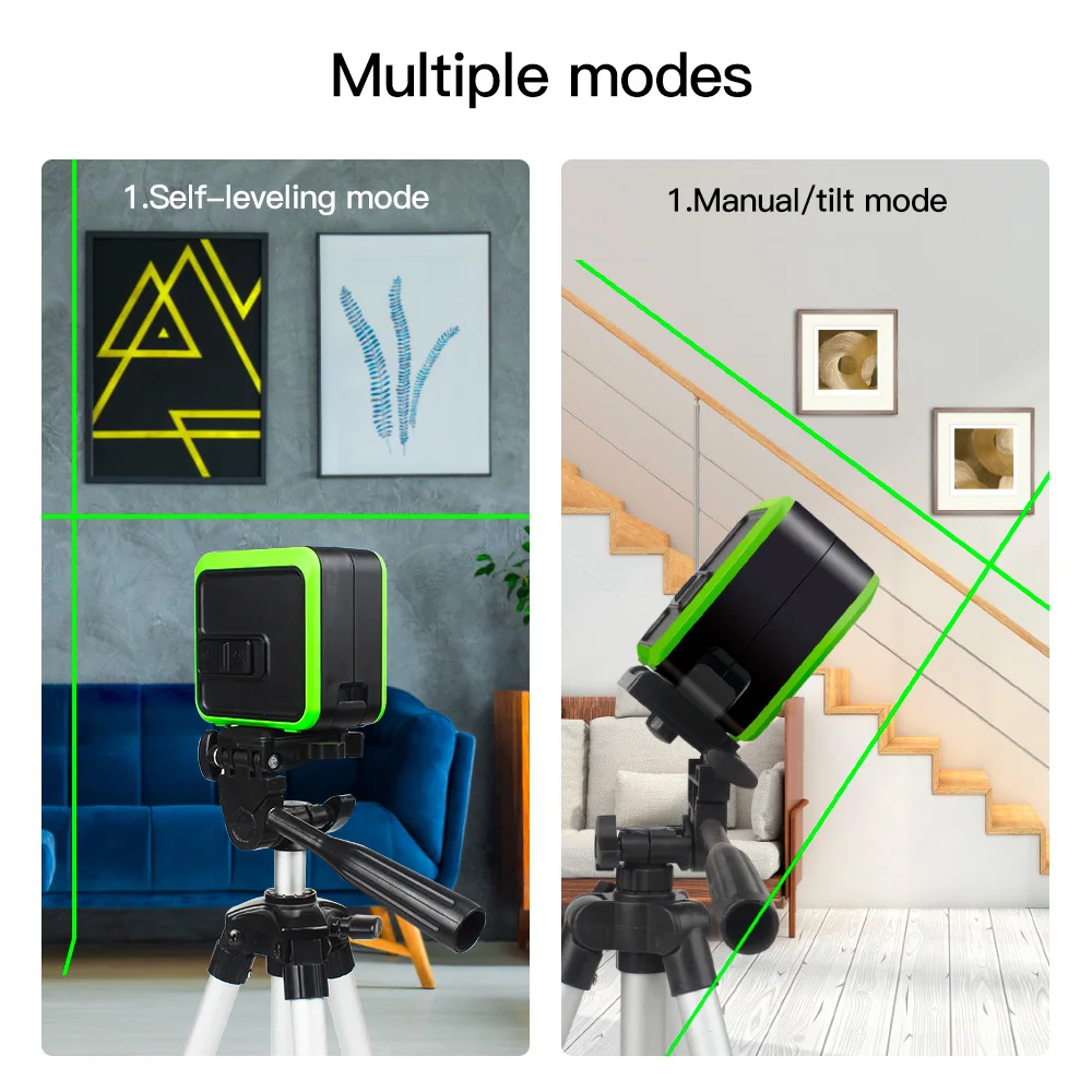 Rongpro 2-wire Automatic Leveling Laser Level Green Light Red Light Tool Mini Portable With 360 Dynamic Rotating Magnetic Base
