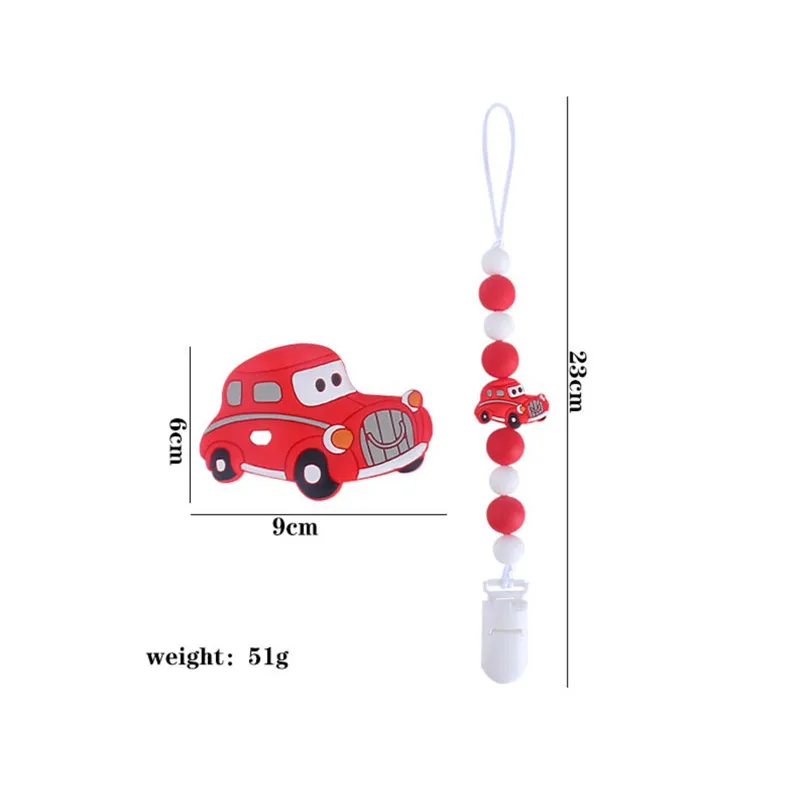 2 шт., детские прорезыватели, автомобили, силиконовые бусины, пищевой кулон, зажим для соски, набор цепочек, детские игрушки для прорезывания зубов, жевательный подарок для кормления девочек