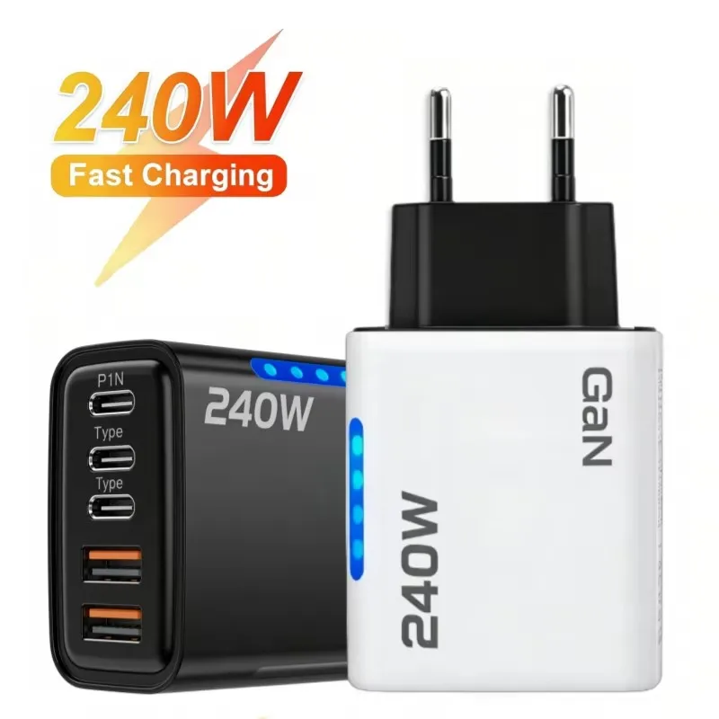 240W GaN Schnellladegerät 5-in-1 | Multiport USB-C Lader