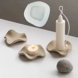 Wavy Cement Tray Silicone Molds Mold for Tealight Holder,Palo Santo Holder Peru Sacred Wood Burning Dish Resin Molds Jesmonite