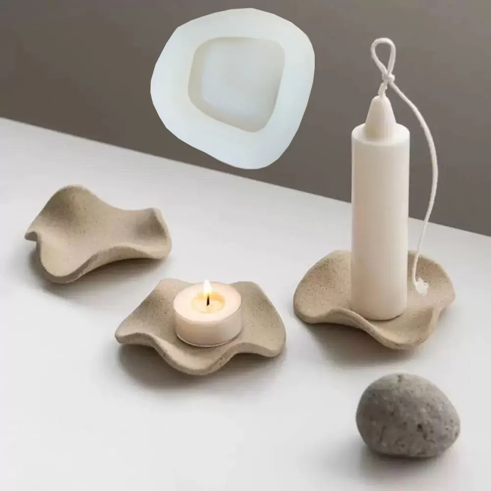 Falista taca cementowa formy silikonowe formy na świecznik na podgrzewacze, uchwyt Palo Santo Peru święte drewno palenie naczynie formy żywiczne Jesmonite