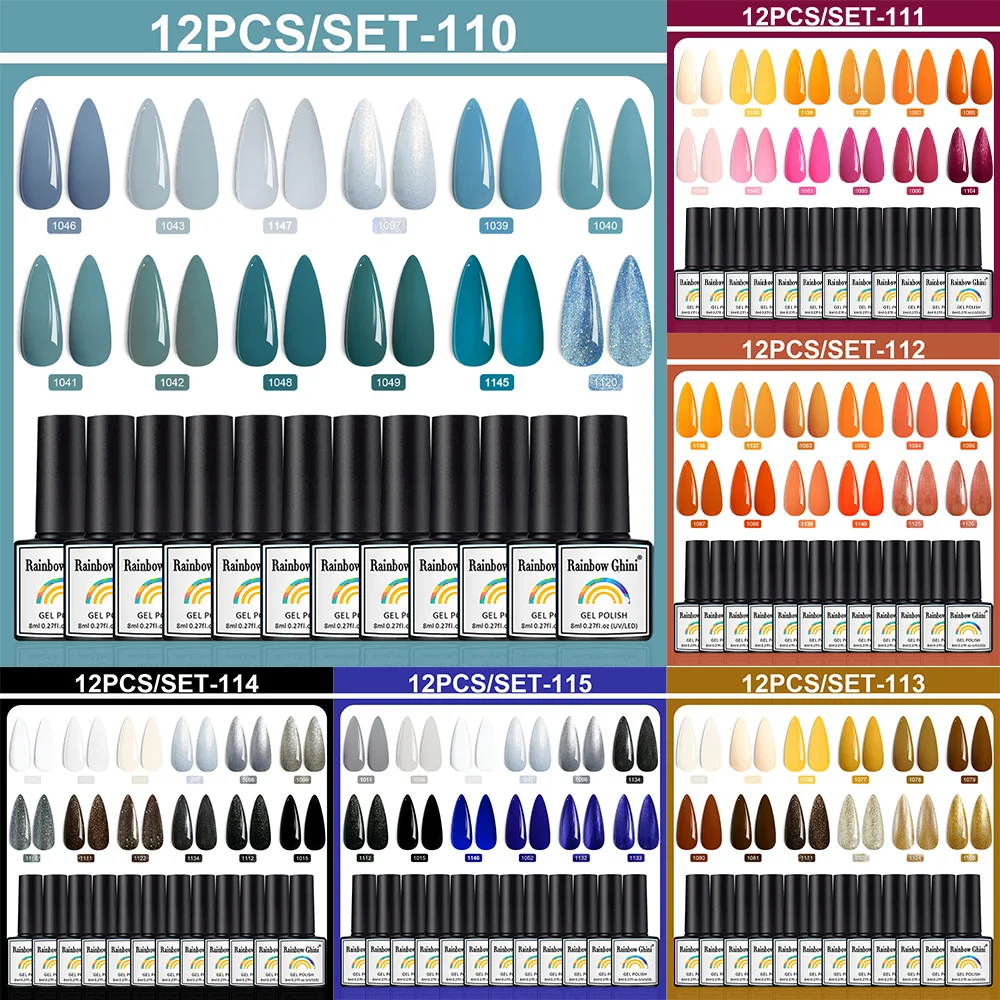 

Rainbow Ghini 8 мл 12 шт./компл. персиковый розовый лак гель-набор коричневый профессиональный гель-лак красный, черный цвет лак для ногтей TPO/Hema Free