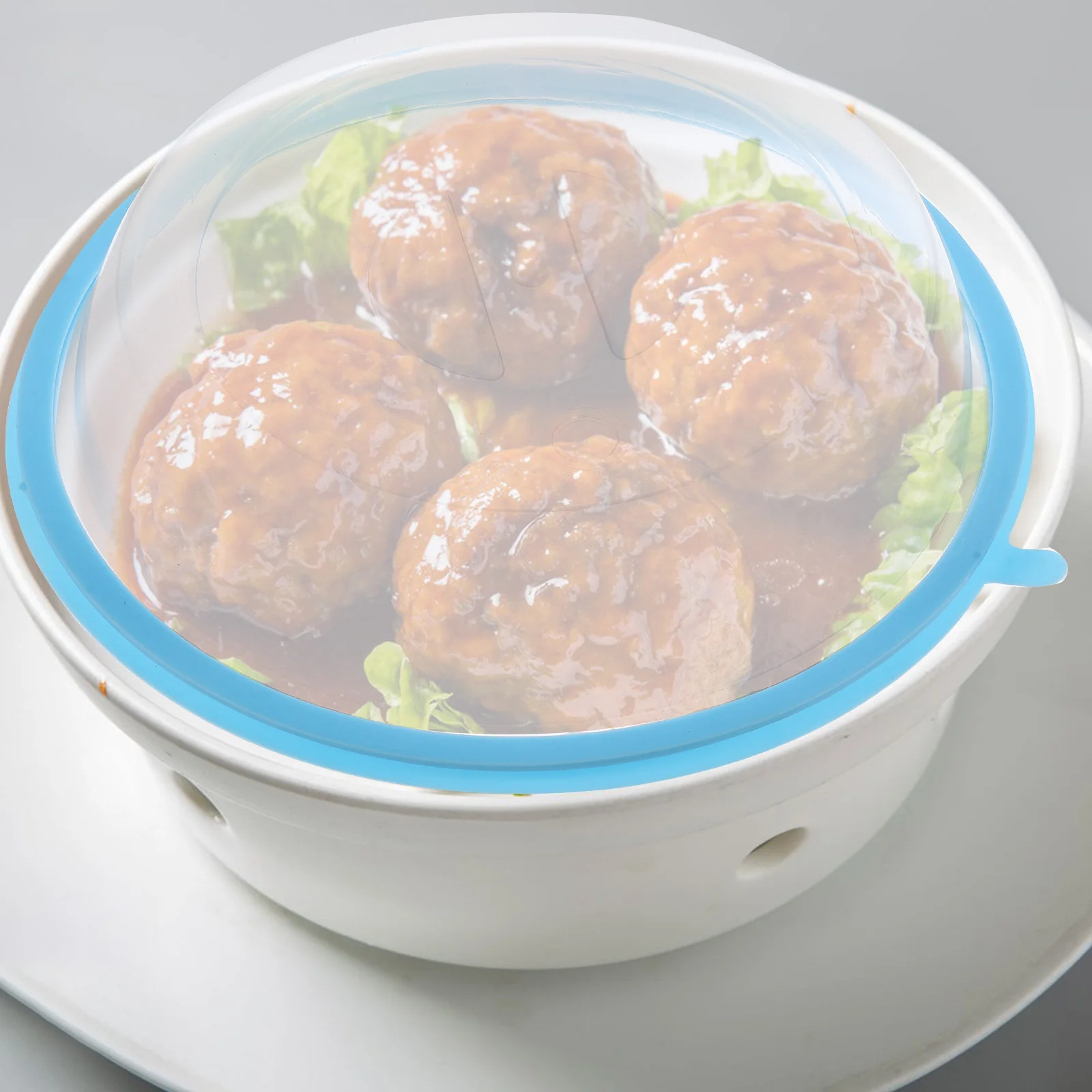 

4Pcs Premium PP Food Lids Microwave Safe Fresh-Keeping Covers Portable Handle Easy Clean Gift for Cooker Gourmets Hostess