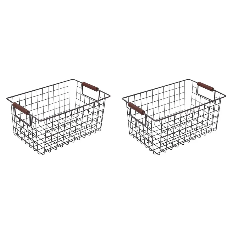 2X cesta de almacenamiento de hierro forjado japonés, organizador Simple de aperitivos para baño, soporte para libros, contenedor de artículos diversos de cocina L