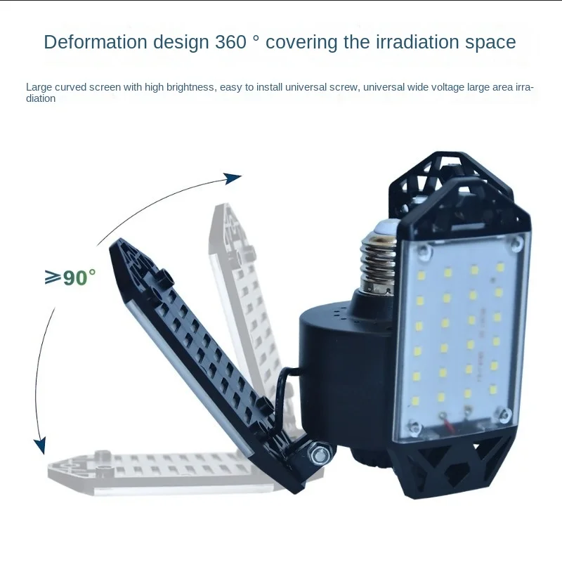 Luz LED Deformable de 3 paneles para garaje, iluminación industrial, lámpara de techo para garaje, 8000LM, E26/E27, 6500K