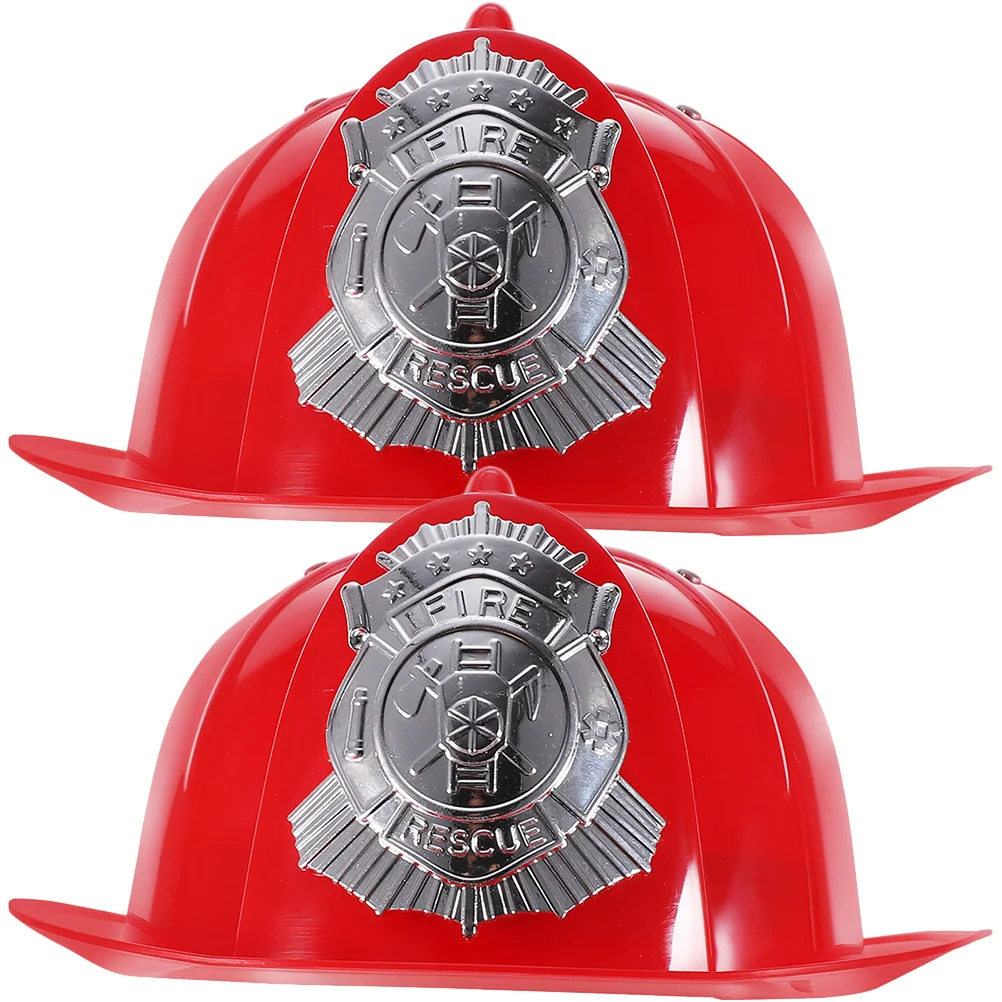 2 Pcs Kids Fire Children Fireman Costume Prop Boys Firefighter Party Favors Baby Bonnet