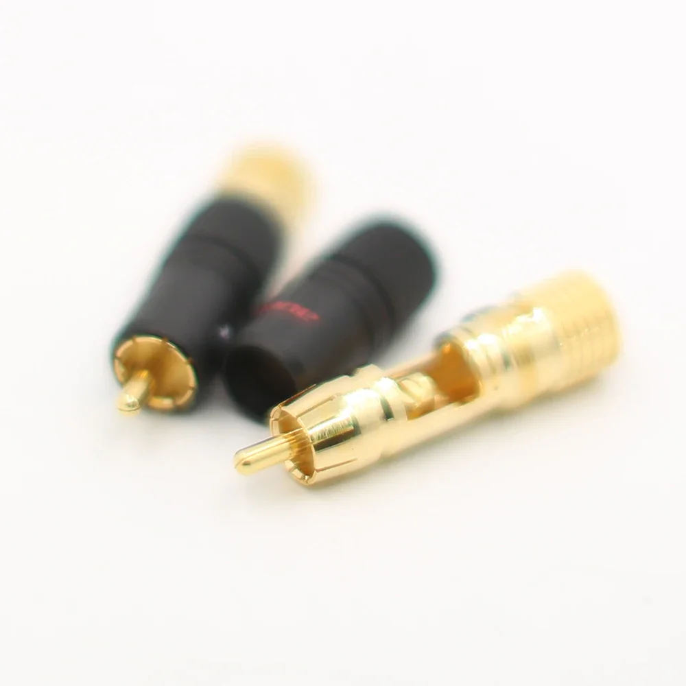Audiocrast 24K chapado en oro tornillo de bloqueo RCA enchufe Cable de audio conector de altavoz bloqueable ajustable