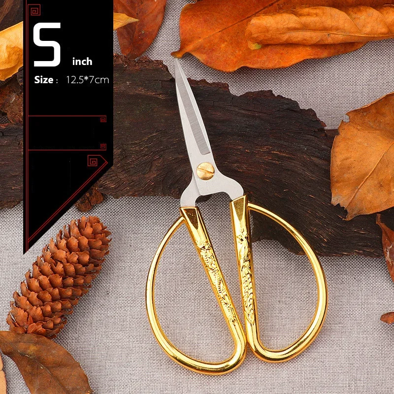 Stainless Steel European Vintage Retro Sewing Scissors Short Cutter Durable Tailor Scissors for Fabric Paper Cutting Scissors
