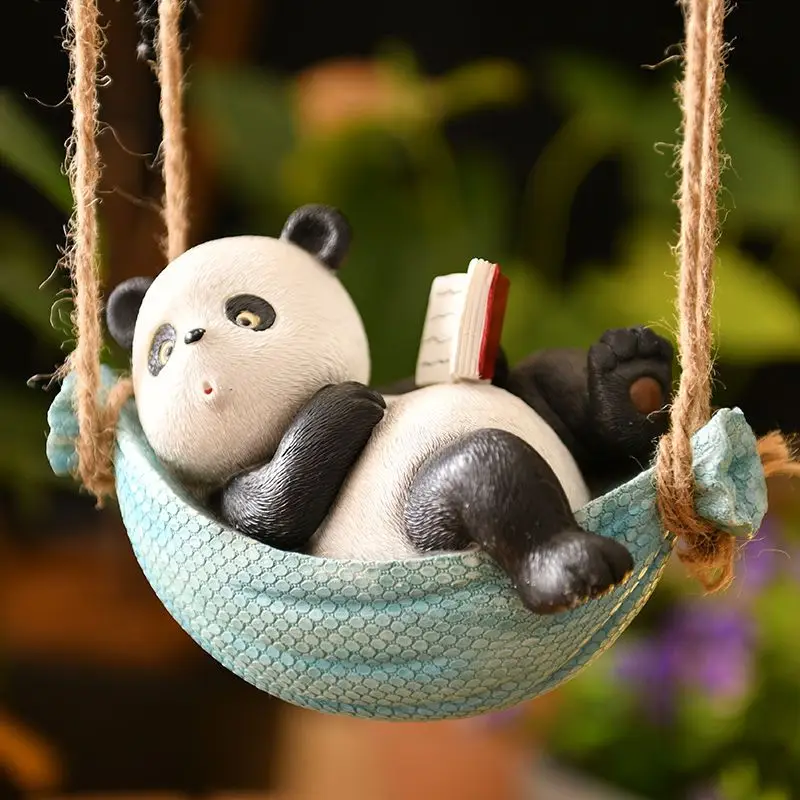 Garden Cute Swing Panda Cat Resin Ornaments Courtyard Outdoor Villa Figurines Crafts Balcony Landscape Tree Sculpture Decoration