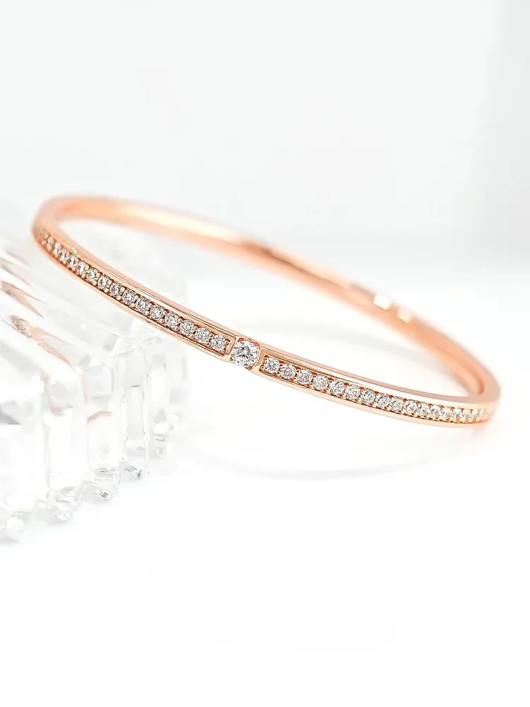 Desire Light Luxury Style Rose Gold Plated Sterling Silver Bracelet Inlaid with High Carbon Diamond Design