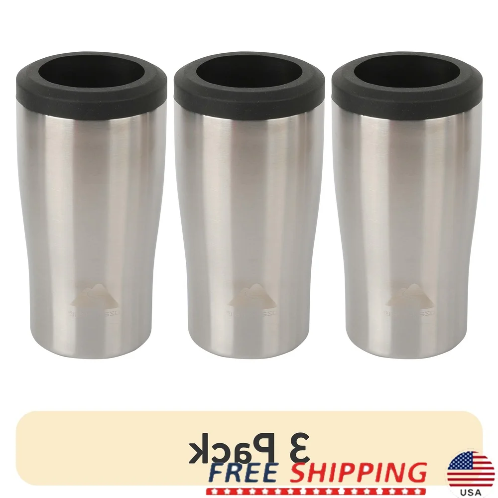 

3 Pack 3-in-1 Can Cooler with Lid 12oz Durable Stainless Steel Vacuum Insulated Sweat-Free Fits Standard Slim Cans Bottles