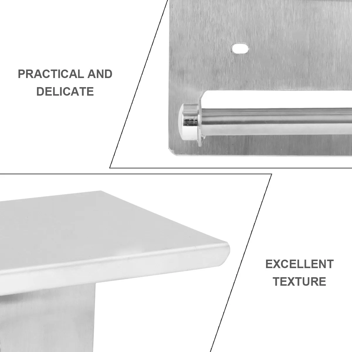 

1 Set Wall-Mounted Stainless Steel Roll Paper Rack Toilet Paper Holder Bathroom Storage Organizer Shelf Toilet Roll Holder