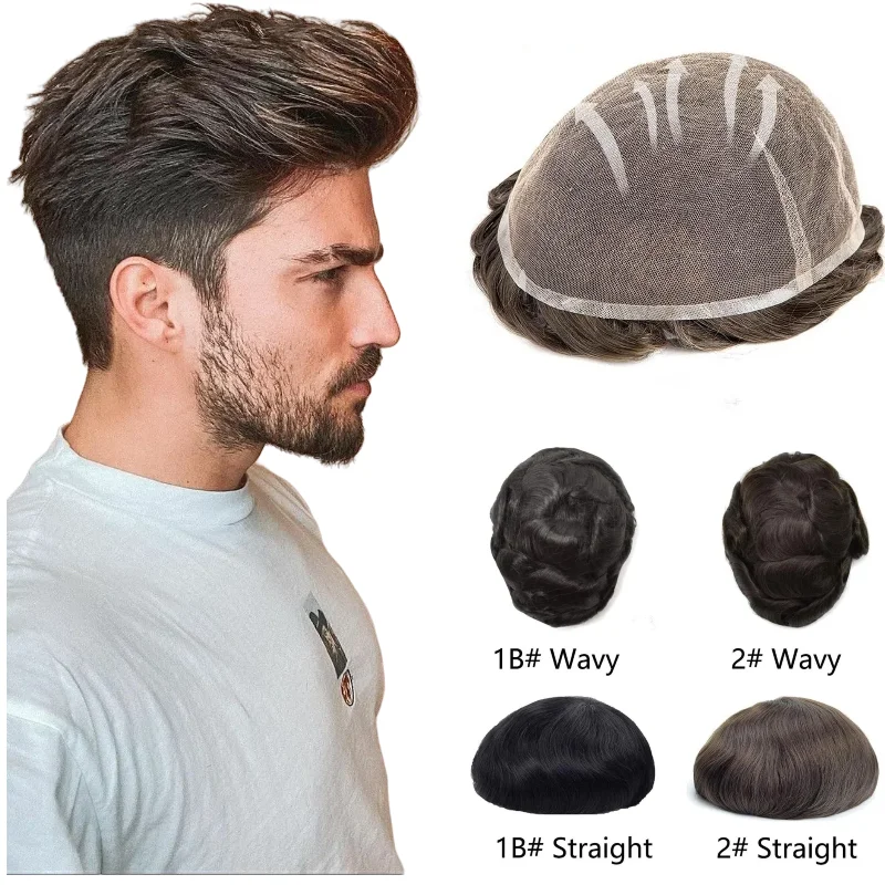 

Дышащий швейцарский кружевной парик Full HD | Мужская замена человеческих волос, идеально подходит для горячего климата и летнего парика