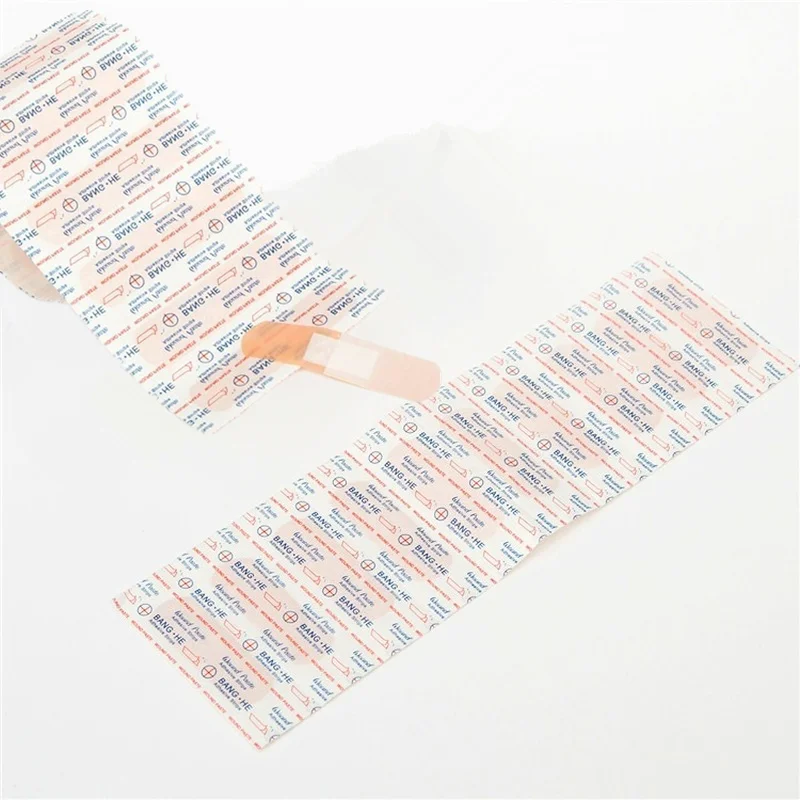 100Pcs/Set Breathable Band Aid for Emergency First Aid Plasters Waterproof Adhesive Badnages Round Strip Shape Dressing Patch