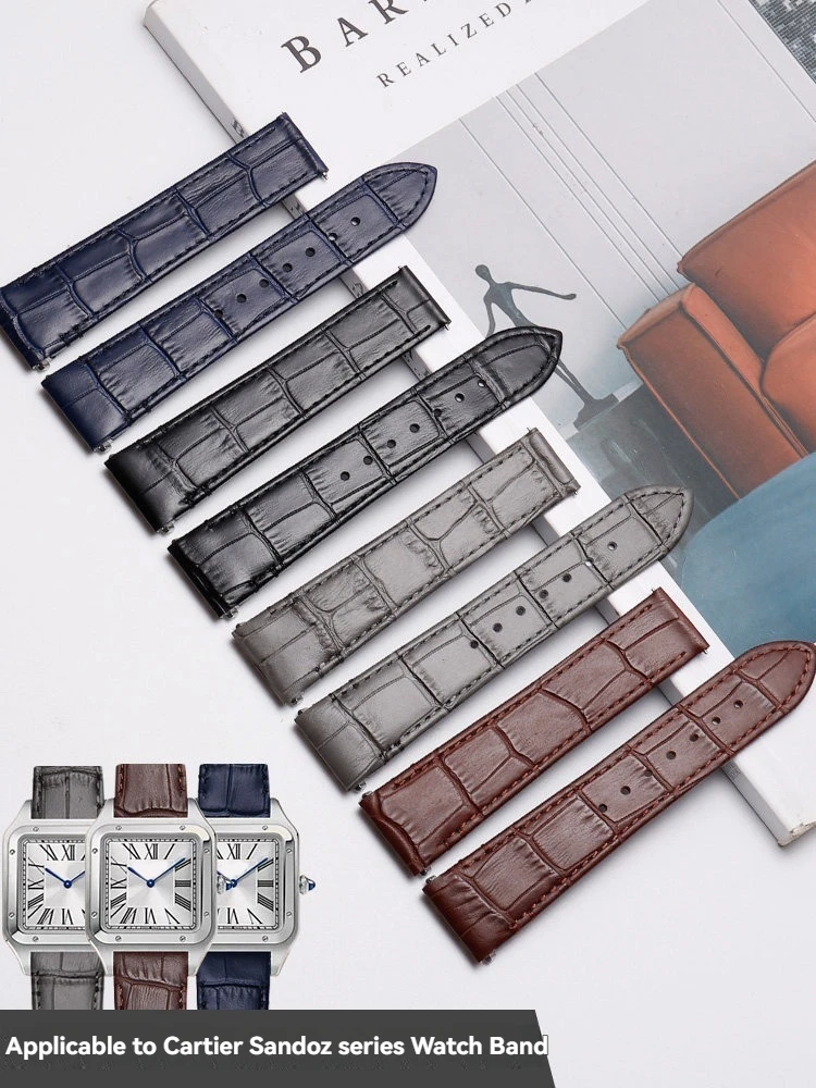 For Cartier Sandus Quick Release Watch Strap New Medium Santos Crocodile Pattern Leather Strap Special Leather Strap Men 19 21mm