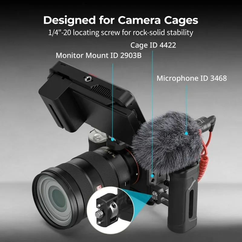 SmallRig 5946 Mini Side Handle with 1/4''-20 Locating Screw Camera Cage Grip for Sony for DSLR 30mm 1.2in of Vertical Adjustment