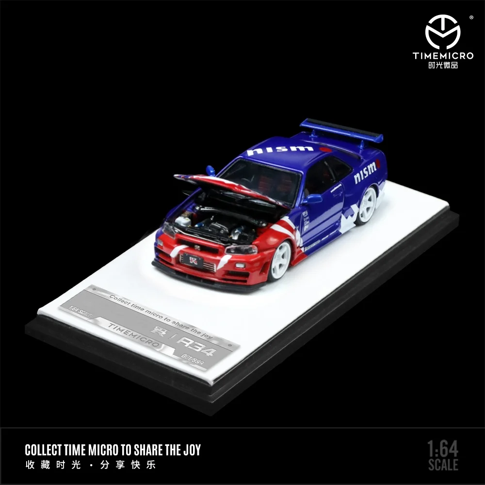 

TimeMicro 1:64 GTR R34 blue/Yellow painted standard version alloy car model