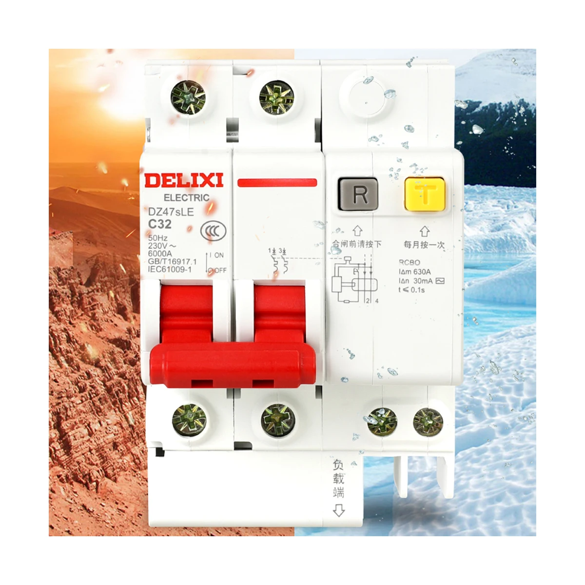 2phases 2p 32A Dz47sle Earth Leakage Circuit Breaker Switch / Prevent Electric Shock Protector