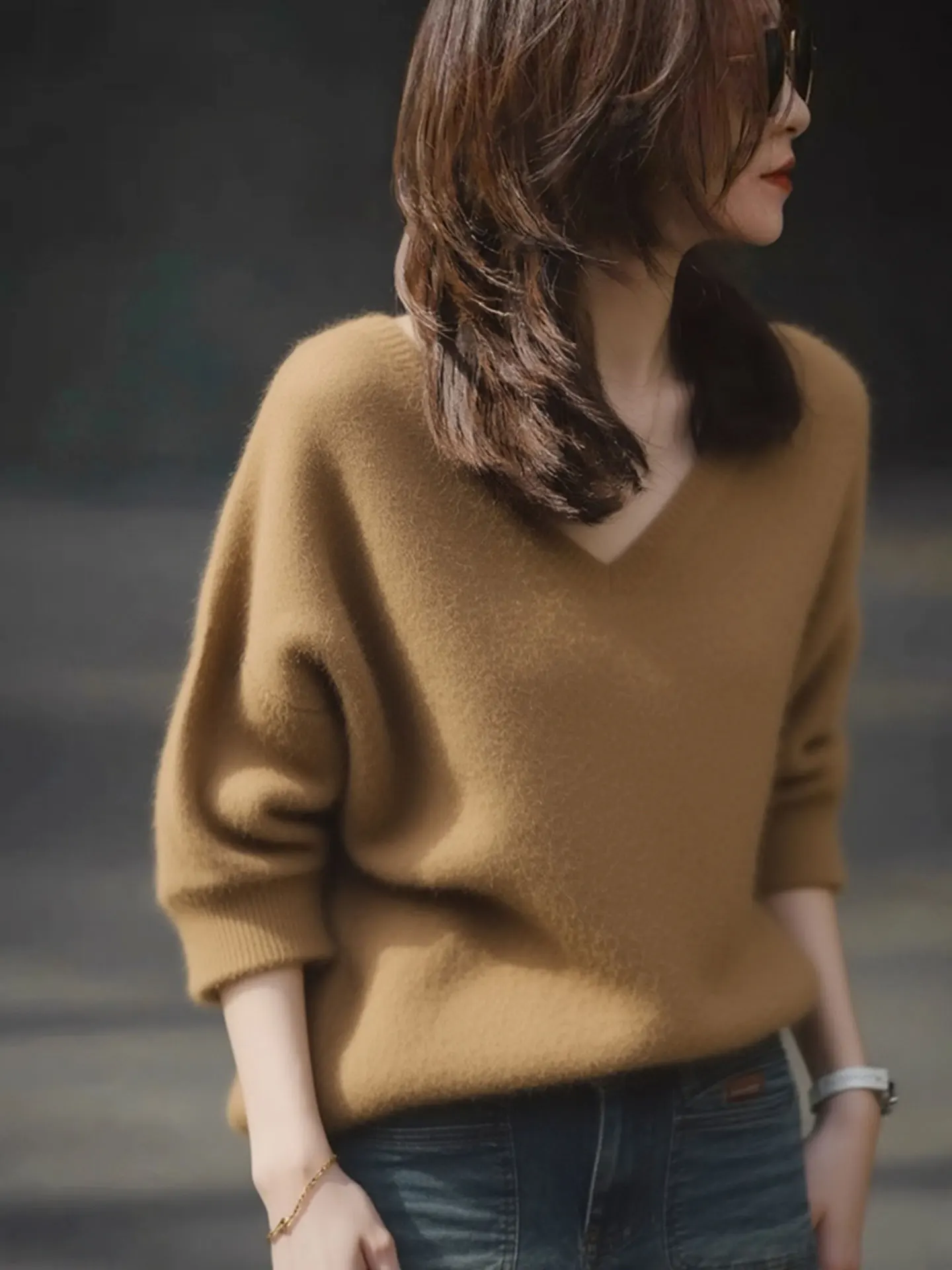 

Ele Pure Color V-Ne Long Sve Knitwear Soft Cozy Commute Sle Winter 2026 Women's Faion Casual Comfortable Sweater