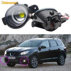 2 Pieces LED Fog Light Angel Eye Daylight 30W Car Front Glass Lens Fog Lamp DRL H11 For Nissan Qashqai Qashqai+2 (J10) 2006-2013