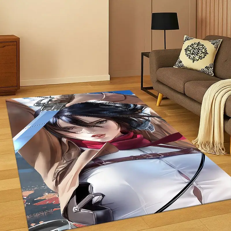 Anime Attack on Titan Cartoon Carpet Rug for Bedroom Living Room Sofa Playroom Doormat Home Decor, Game Area Rug Non-slip