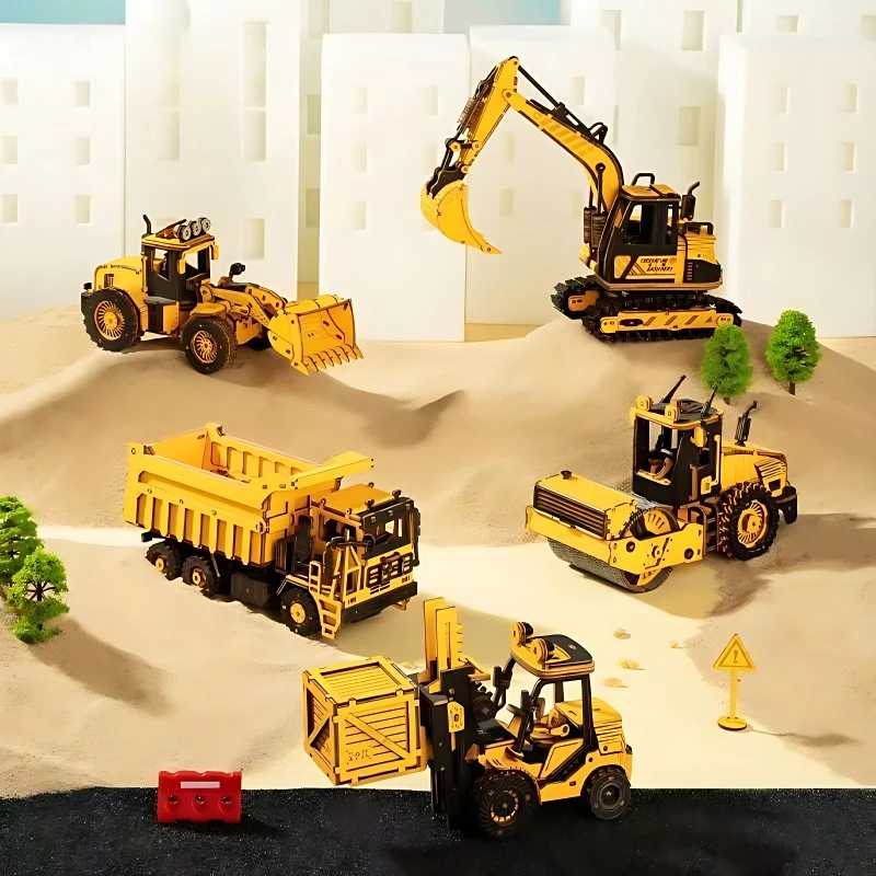 

Dump Truck Forklift Wooden Assembly Model Ornaments Children's DIY Handmade Gifts Creative Ornaments