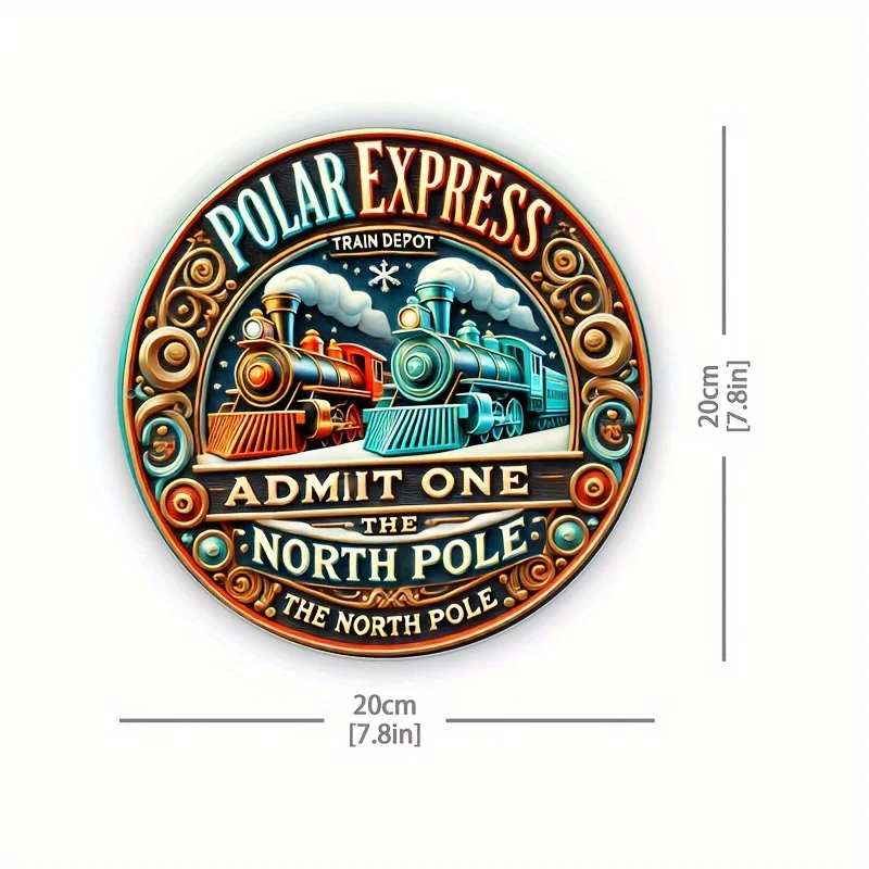 2D Flat1pcs Polar Train Station Aluminum Wall Art, Arctic Entrance Metal Sign, 2D, Suitable Restaurant, Bathroom, Bedroom, Decor