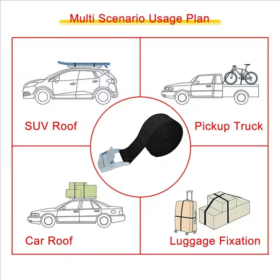 2M Buckle Tie-Down Belt cargo straps for Car motorcycle bike With Metal Buckle Tow Rope Strong Ratchet Belt for Luggage Bag