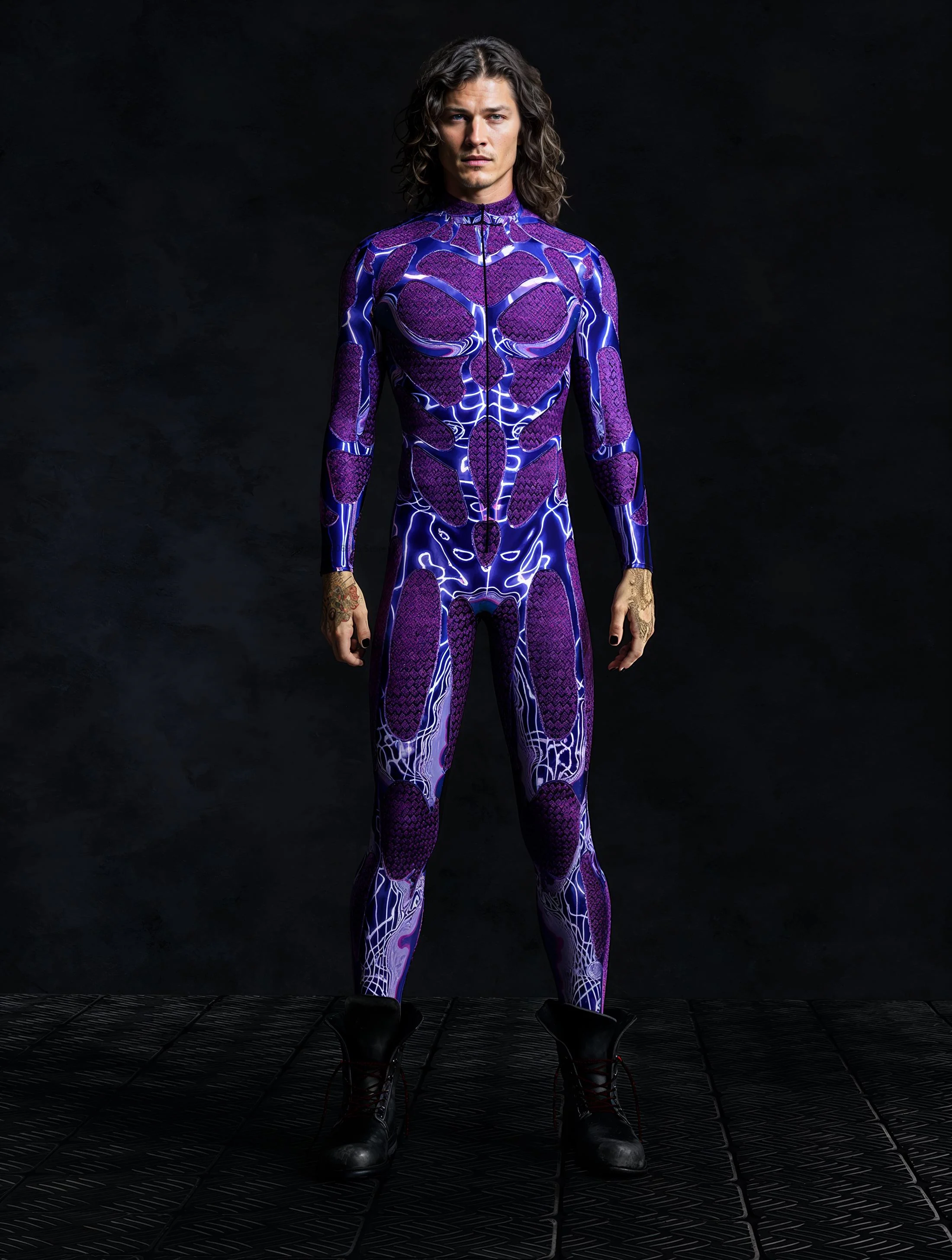 

Purple Mechanical Armor Bodysuit Cyber Jumpsuit Halloween Party Cosplay Steampunk Costume Zentai Suit Rompers 2025