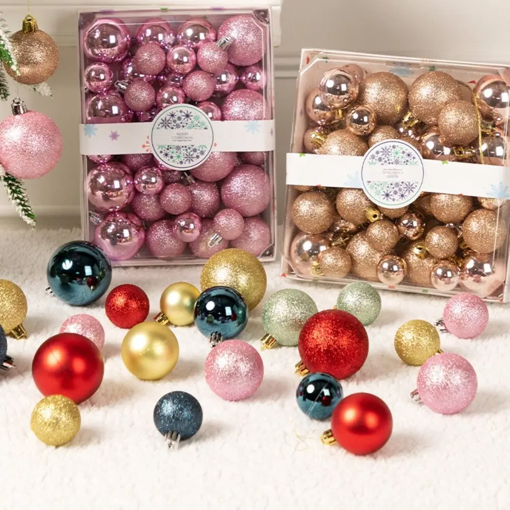 42PCS Fashion Plastic Christmas Ball Set 3cm 4cm 5cm Suspensable Xmas Ornament Ball 7 Colors Xmas Baubles Showcase