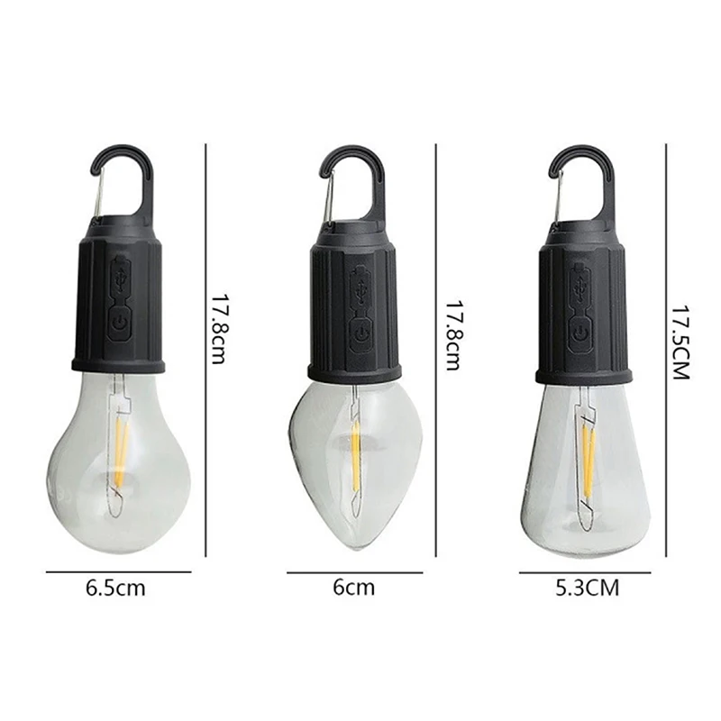 Ampoules LED rechargeables par USB pour l'extérieur, haute luminosité, lumière de secours, crochet, camping, pêche, lanterne portable, veilleuses