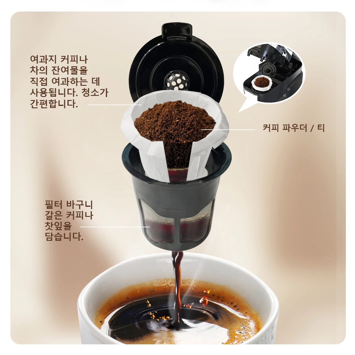 HiBREW-cafetera con filtro para cápsula k-cup y café molido, máquina de té, dispensador de agua caliente, cafetera de un solo servicio