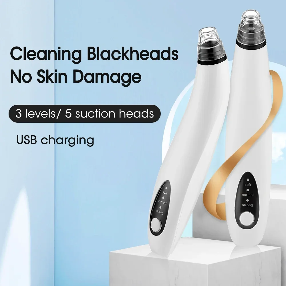 Face Blackhead Remover Vacuum Suction Pore Cleaner WiFi Camera Visual Face Deep Nose Cleasning Pimple Removal With 5 heads Tool