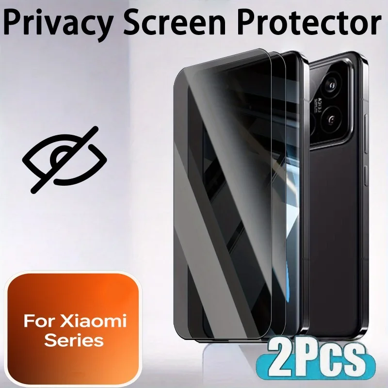 2Pcs Anti-Spy Gehärtetes Glas Screen Protector Mit 2Pcs Kamera Objektiv Film Für Xiaomi 15 14T 13T Pro 12T 11T Pro Glas